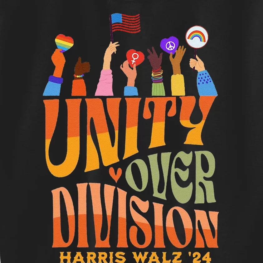 Harris Waltz 2024 Unity Over Division Gift Kids Sweatshirt