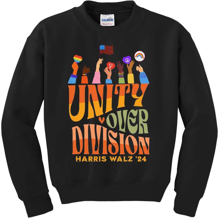 Harris Waltz 2024 Unity Over Division Gift Kids Sweatshirt