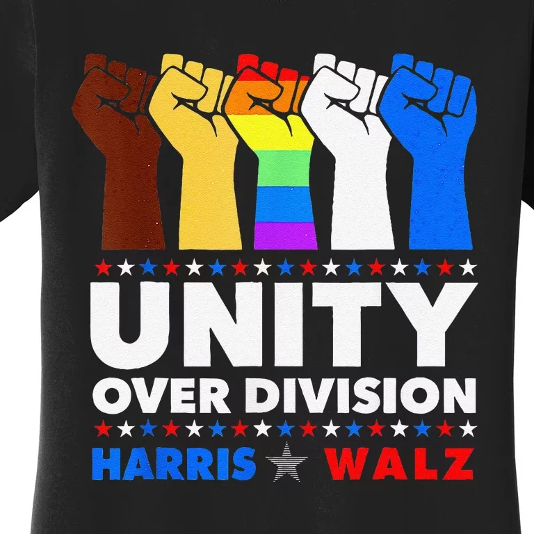 Harris Waltz 2024 Unity Over Division Kamala Harris Tim Walz Women's T-Shirt