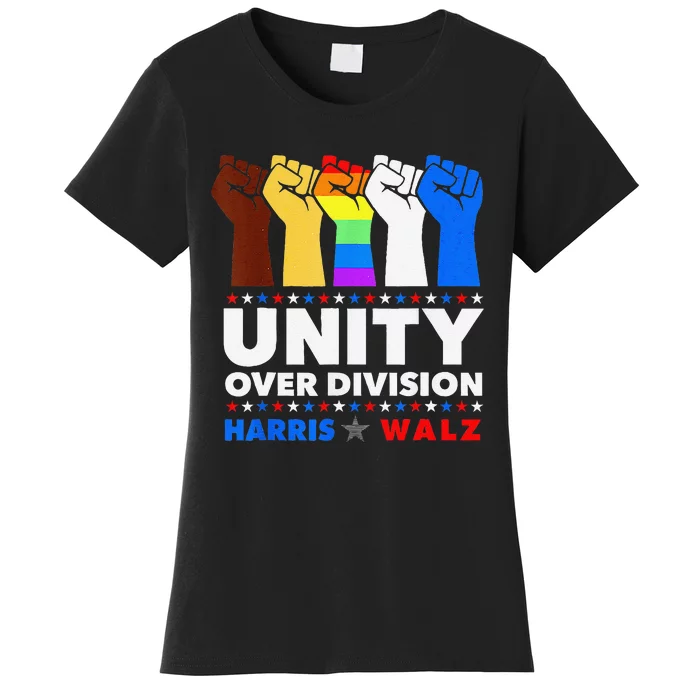 Harris Waltz 2024 Unity Over Division Kamala Harris Tim Walz Women's T-Shirt