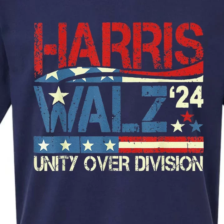 Harris Waltz 2024 Unity Over Division Kamala Harris Tim Walz Sueded Cloud Jersey T-Shirt