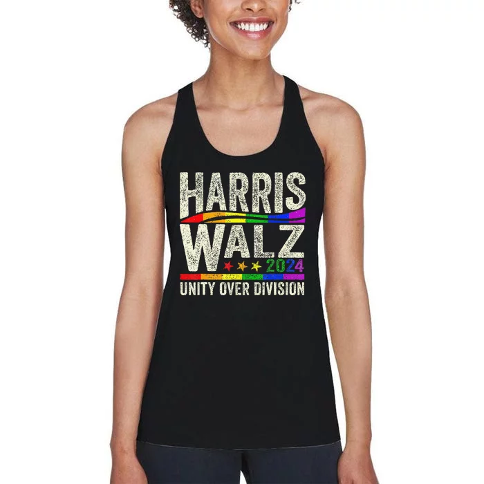 Harris Waltz 2024 Unity Over Division Kamala Harris Tim Walz Women's Racerback Tank