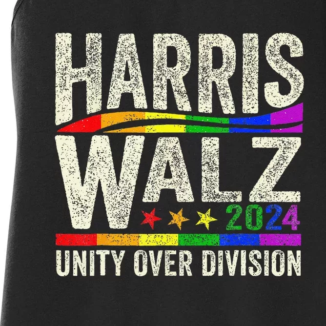 Harris Waltz 2024 Unity Over Division Kamala Harris Tim Walz Women's Racerback Tank