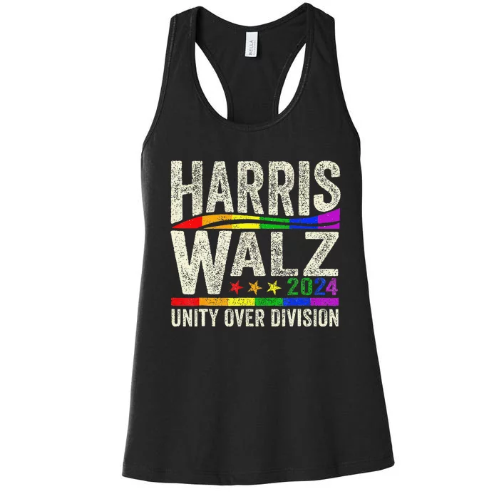 Harris Waltz 2024 Unity Over Division Kamala Harris Tim Walz Women's Racerback Tank