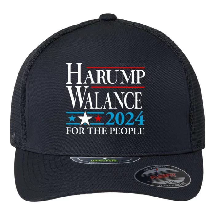 Harump Wallace 2024 Harris Trump Walz Vance Flexfit Unipanel Trucker Cap