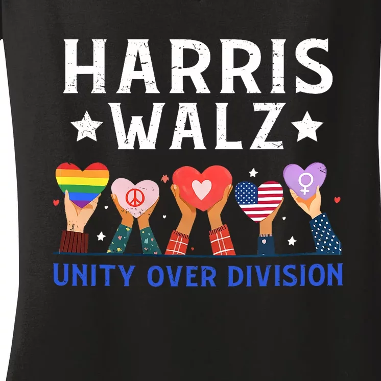 Harris Walz 2024 Unity Over Division Harris Walz 2024 Women's V-Neck T-Shirt