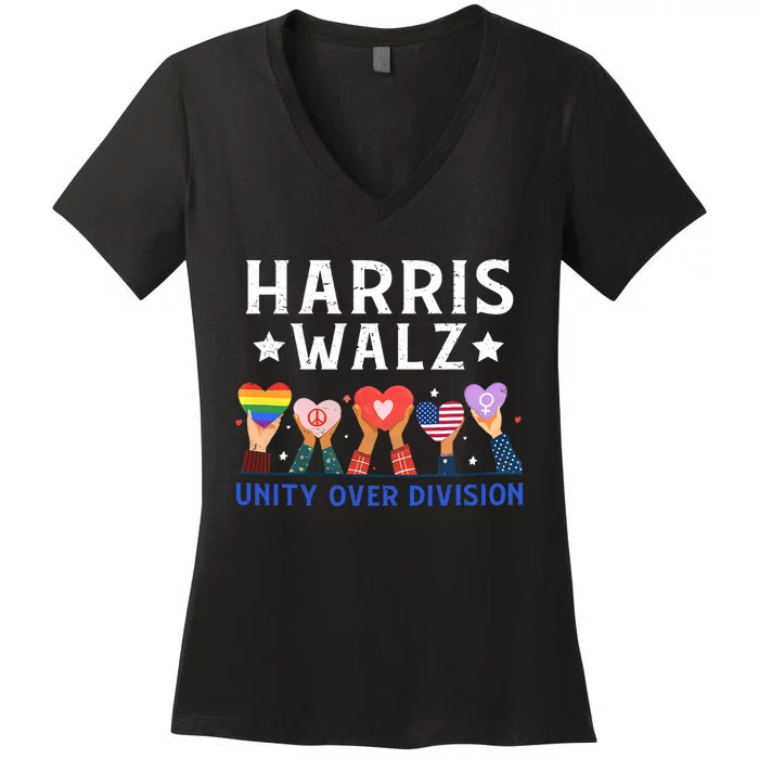 Harris Walz 2024 Unity Over Division Harris Walz 2024 Women's V-Neck T-Shirt