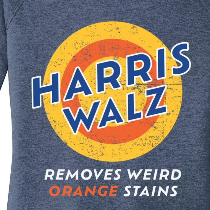 Harris Walz 2024 Waltz Removes Weird Orange Stains Gift Women's Perfect Tri Tunic Long Sleeve Shirt