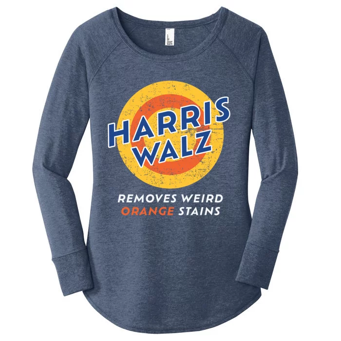 Harris Walz 2024 Waltz Removes Weird Orange Stains Gift Women's Perfect Tri Tunic Long Sleeve Shirt