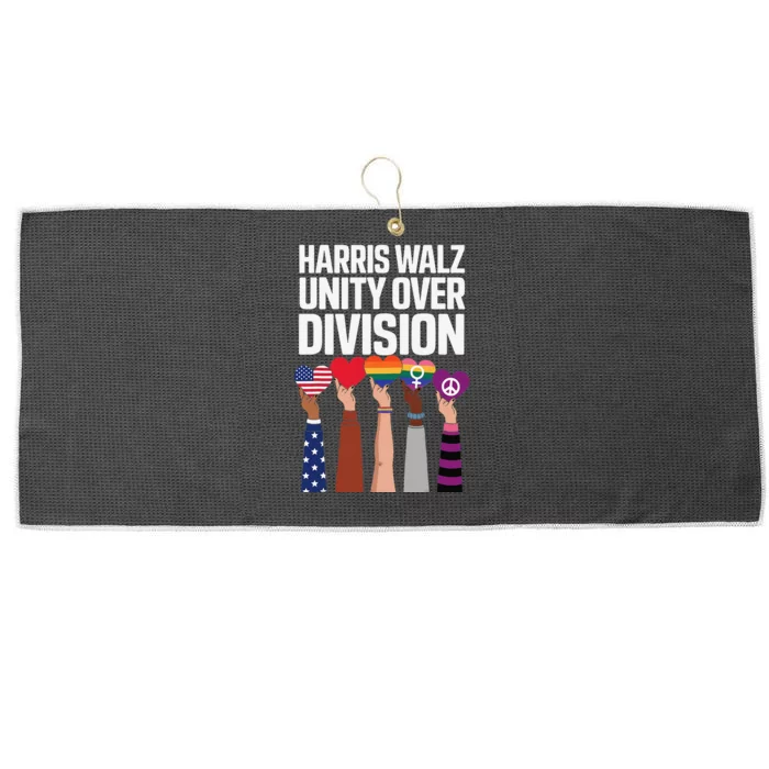 Harris Waltz 2024 Unity Over Division Kamala Harris Tim Walz Large Microfiber Waffle Golf Towel