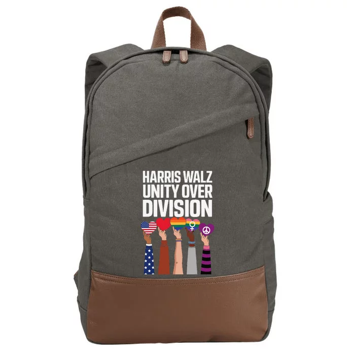 Harris Waltz 2024 Unity Over Division Kamala Harris Tim Walz Cotton Canvas Backpack