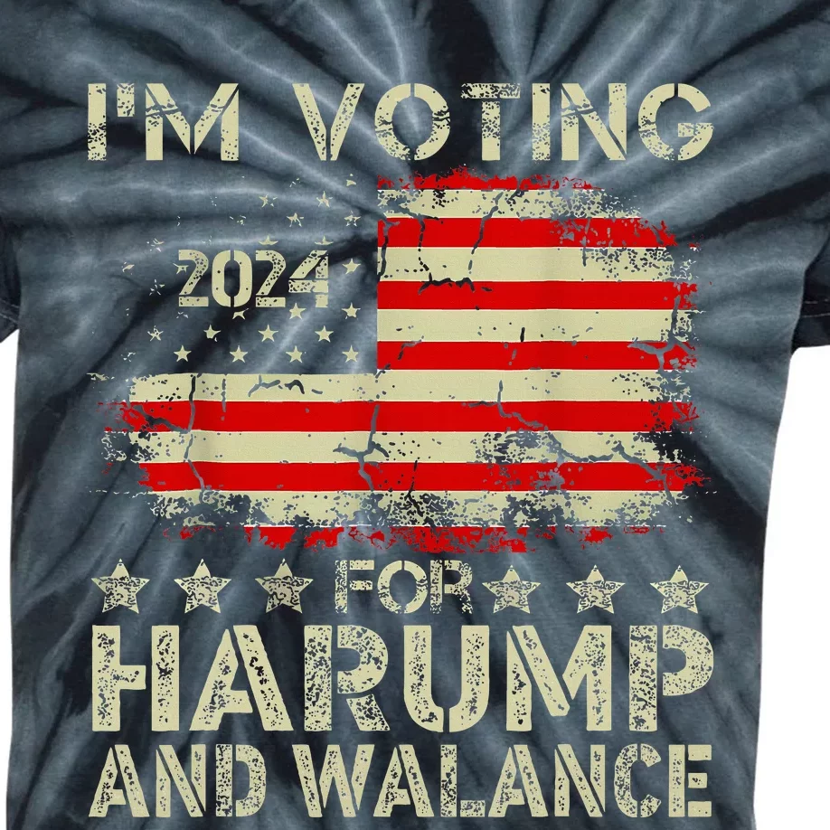 Harump Wallace 2024 Harris Trump Walz Vance Kids Tie-Dye T-Shirt