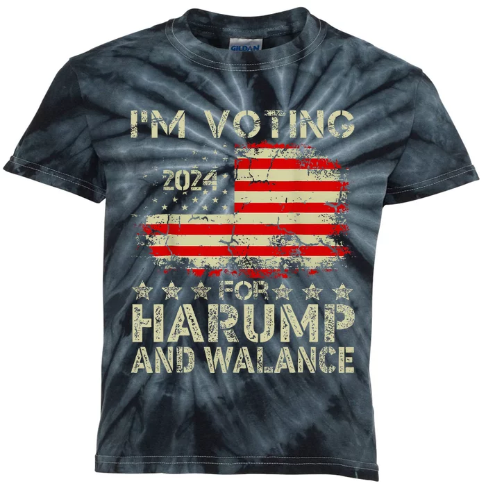 Harump Wallace 2024 Harris Trump Walz Vance Kids Tie-Dye T-Shirt