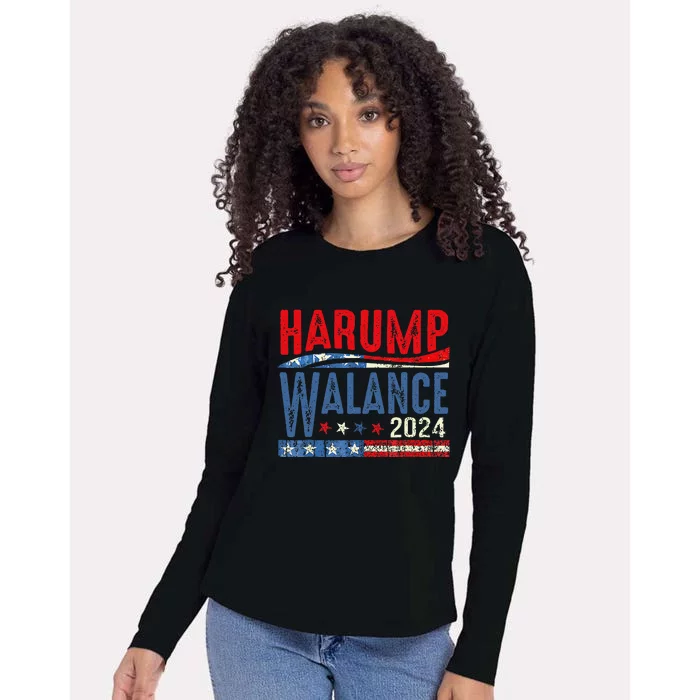 Harump Wallace 2024 Harris Trump Walz Vance Funny Womens Cotton Relaxed Long Sleeve T-Shirt