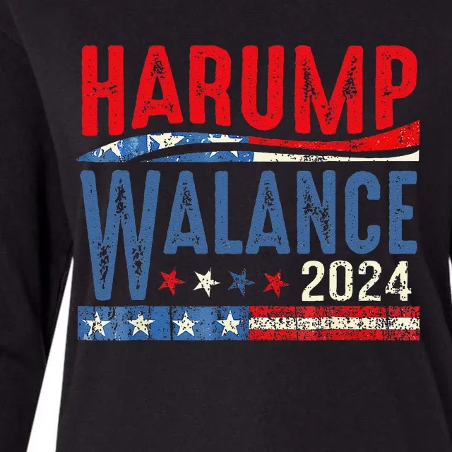 Harump Wallace 2024 Harris Trump Walz Vance Funny Womens Cotton Relaxed Long Sleeve T-Shirt