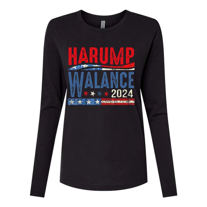 Harump Wallace 2024 Harris Trump Walz Vance Funny Womens Cotton Relaxed Long Sleeve T-Shirt