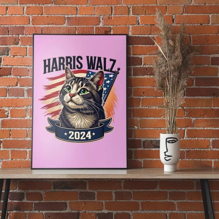 Harris Walz 2024 Funny Cat Kamala Tim Election Art Poster