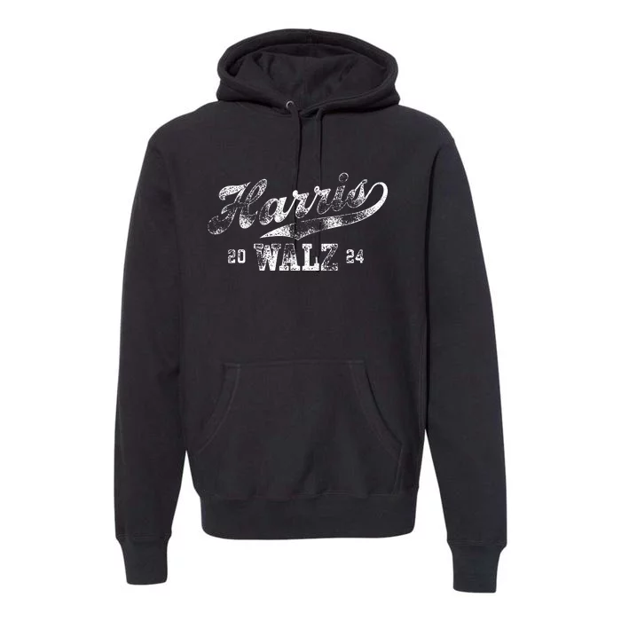 Harris Walz 2024 Script Baseball Women Harris Waltz 2024 Premium Hoodie