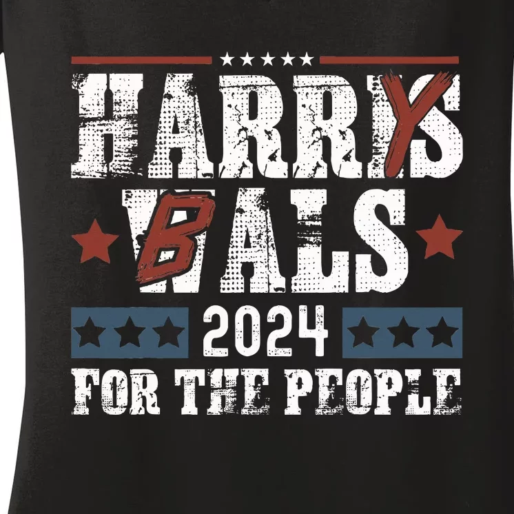 Harris Walz 24 Harry Balz 2024 Meme Democratics Vote Women's V-Neck T-Shirt