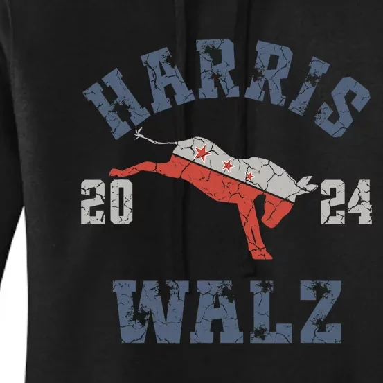 Harris Walz 2024 Election Campaign Donkey Women's Pullover Hoodie