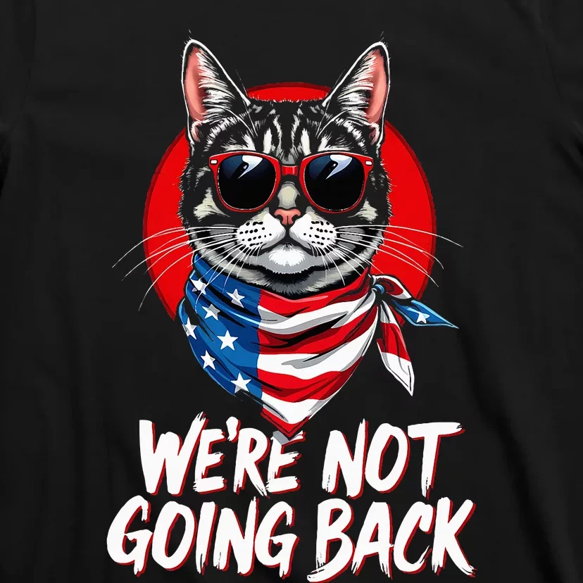 Harris Walz 2024 We Are Not Going Back Cat Usa Flag T-Shirt