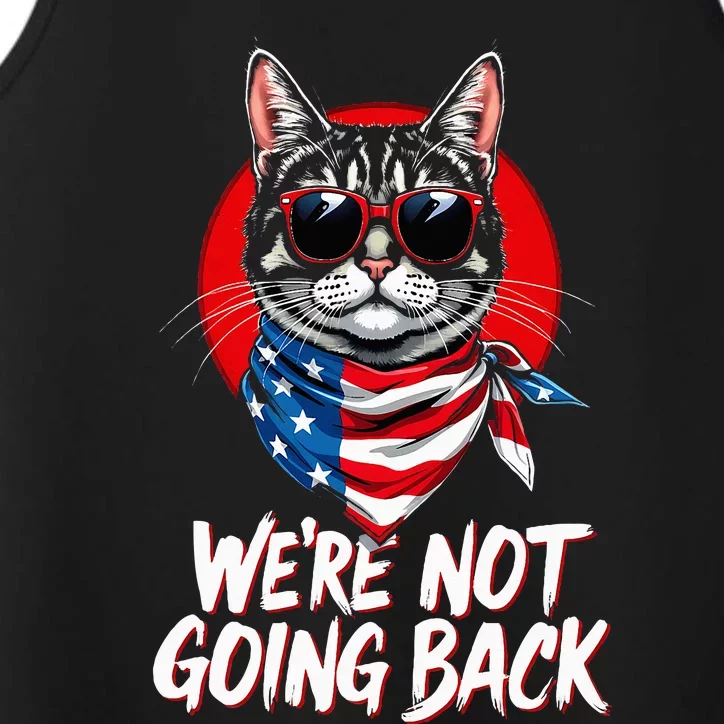 Harris Walz 2024 We Are Not Going Back Cat Usa Flag Performance Tank