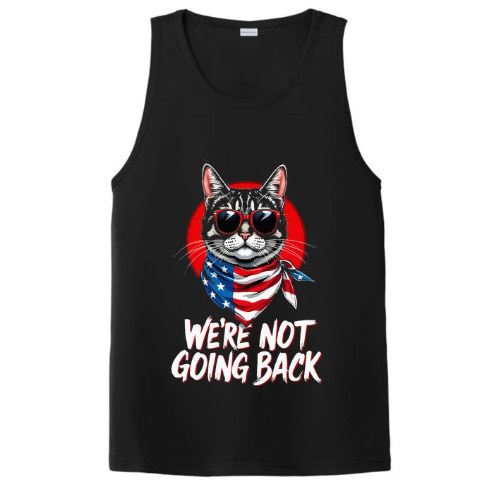 Harris Walz 2024 We Are Not Going Back Cat Usa Flag Performance Tank