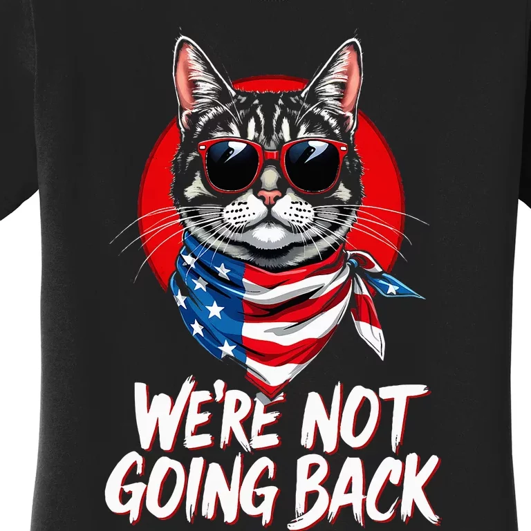 Harris Walz 2024 We Are Not Going Back Cat Usa Flag Women's T-Shirt