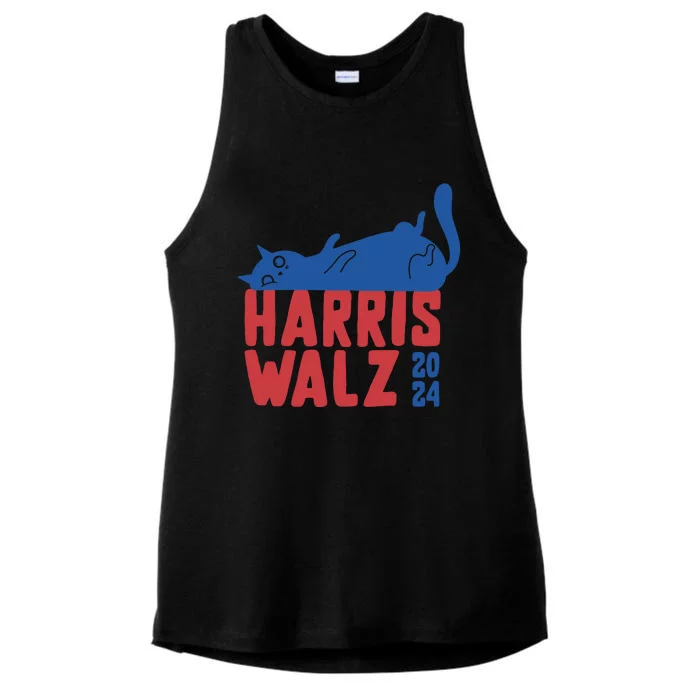 Harris Walz 2024 Cat Ladies For Kamala Ladies Tri-Blend Wicking Tank