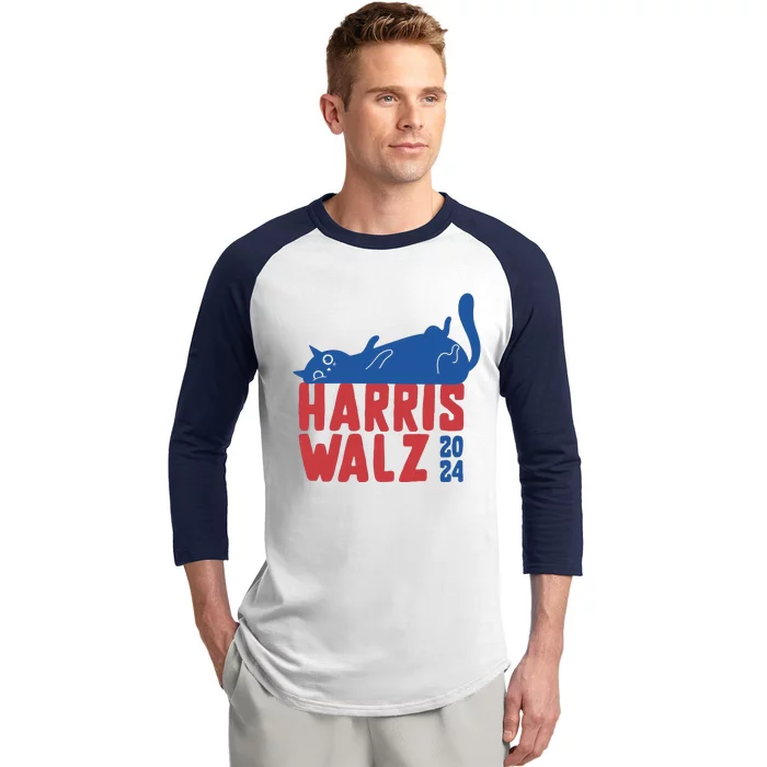 Harris Walz 2024 Cat Ladies For Kamala Baseball Sleeve Shirt