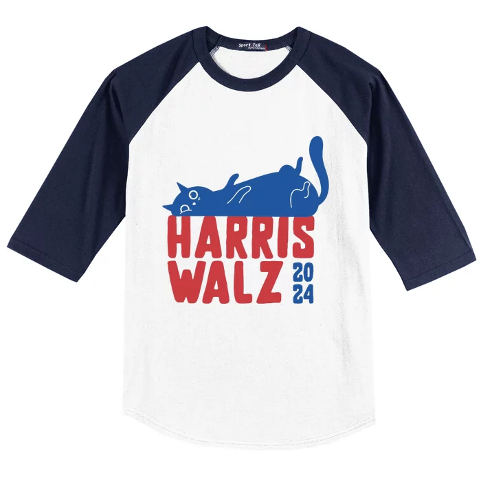 Harris Walz 2024 Cat Ladies For Kamala Baseball Sleeve Shirt