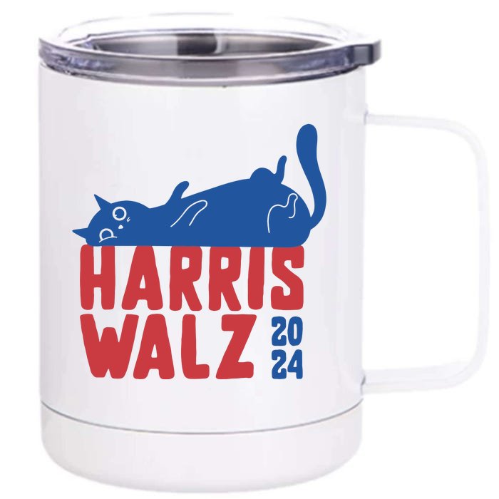 Harris Walz 2024 Cat Ladies For Kamala Front & Back 12oz Stainless Steel Tumbler Cup