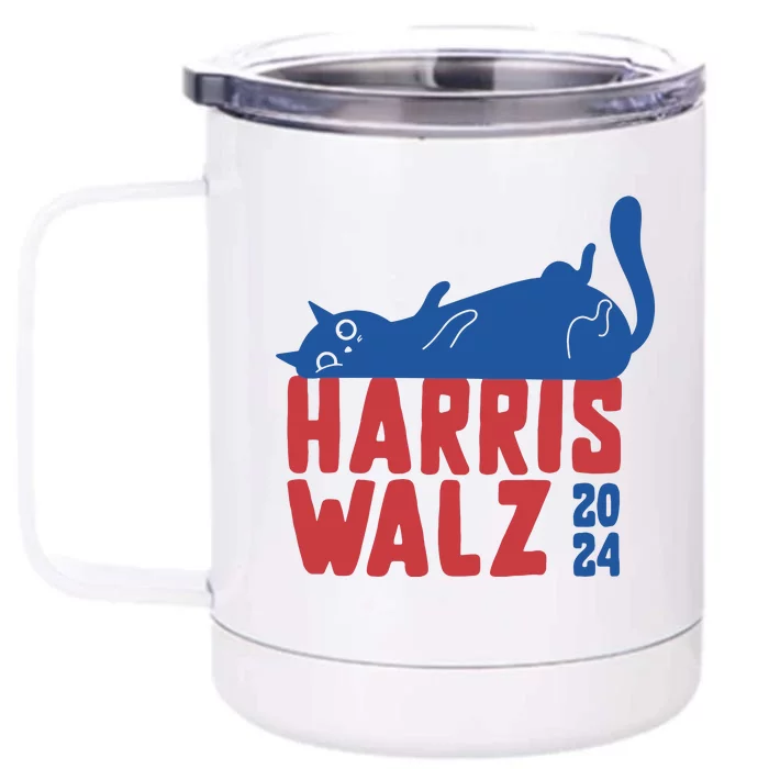 Harris Walz 2024 Cat Ladies For Kamala Front & Back 12oz Stainless Steel Tumbler Cup