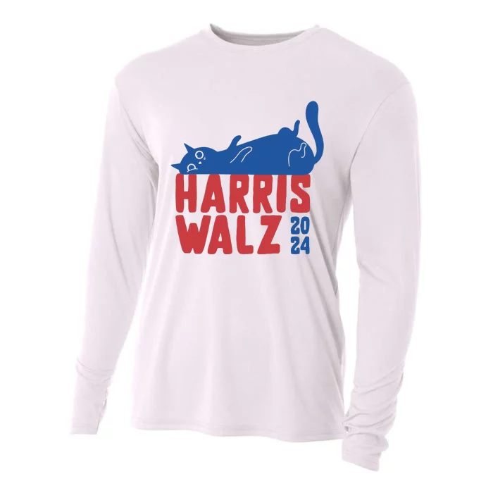 Harris Walz 2024 Cat Ladies For Kamala Cooling Performance Long Sleeve Crew