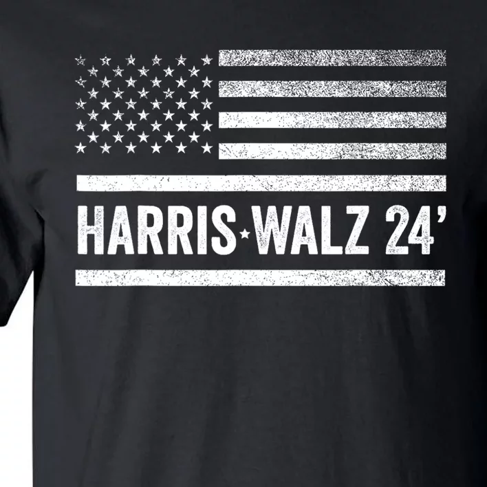 Harris Walz 2024 Election Kamala Tim Waltz American Flag Tall T-Shirt