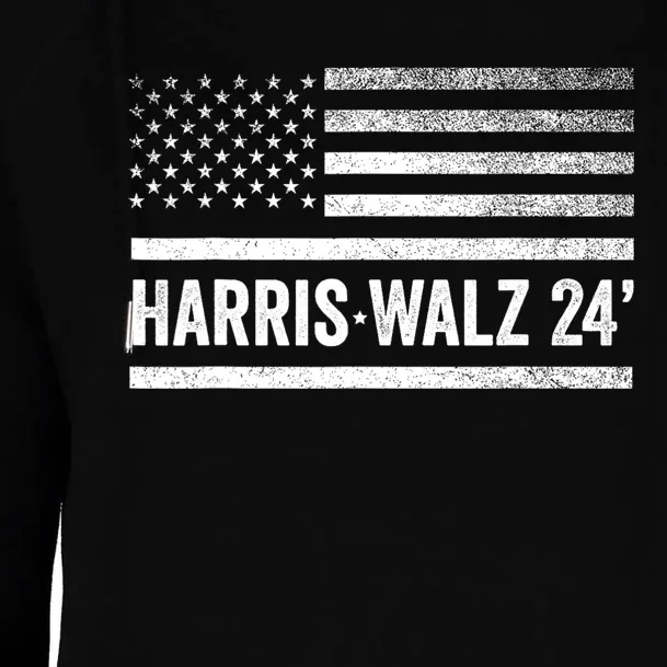 Harris Walz 2024 Election Kamala Tim Waltz American Flag Womens Funnel Neck Pullover Hood