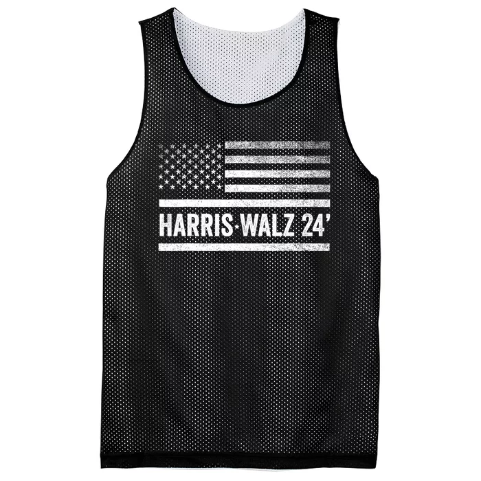 Harris Walz 2024 Election Kamala Tim Waltz American Flag Mesh Reversible Basketball Jersey Tank