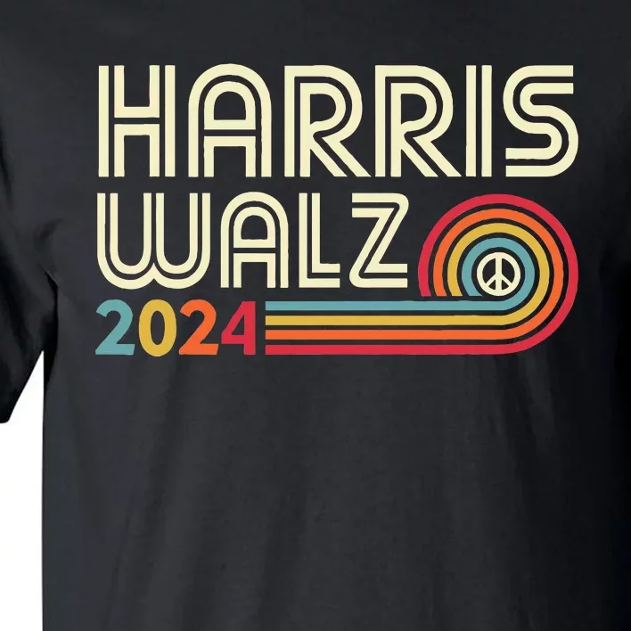 Harris Walz 2024 Fun Retro Style Peace Tall T-Shirt