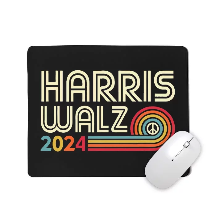 Harris Walz 2024 Fun Retro Style Peace Mousepad