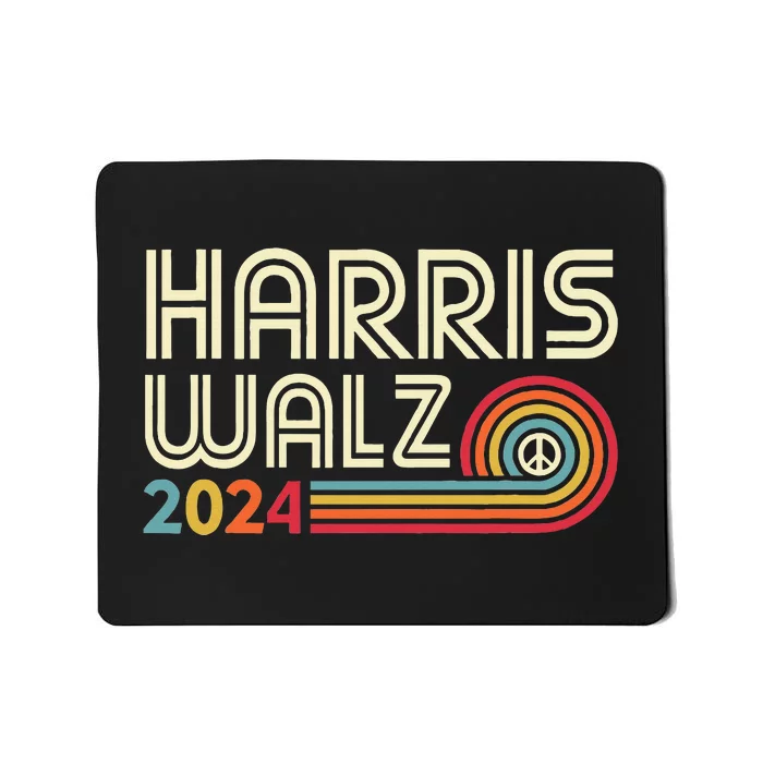 Harris Walz 2024 Fun Retro Style Peace Mousepad