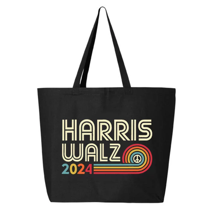 Harris Walz 2024 Fun Retro Style Peace 25L Jumbo Tote