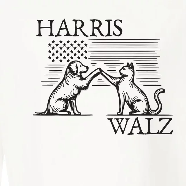 Harris Walz 2024 President American Flag Kamala Harris Waltz Cropped Pullover Crew