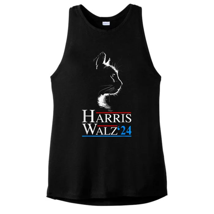 Harris Waltz 2024 Cat Election Kamala Harris Tim Walz 2024 Ladies Tri-Blend Wicking Tank