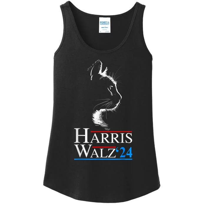 Harris Waltz 2024 Cat Election Kamala Harris Tim Walz 2024 Ladies Essential Tank