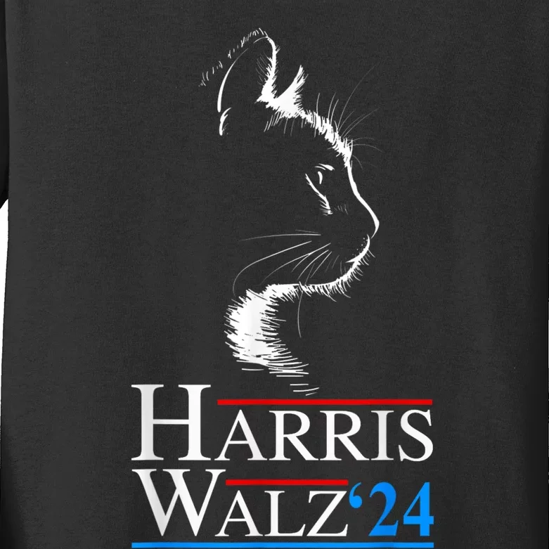 Harris Waltz 2024 Cat Election Kamala Harris Tim Walz 2024 Kids Long Sleeve Shirt