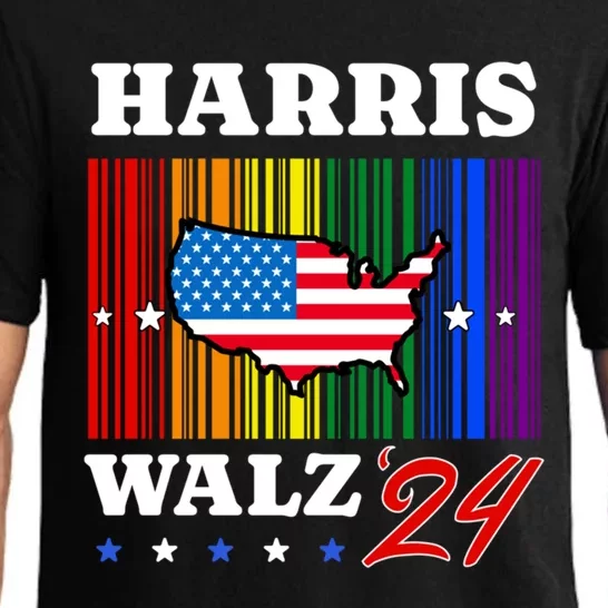 Harris Walz 24 Election Lgbt Us Flag Kamala Harris Tim Waltz Gift Pajama Set