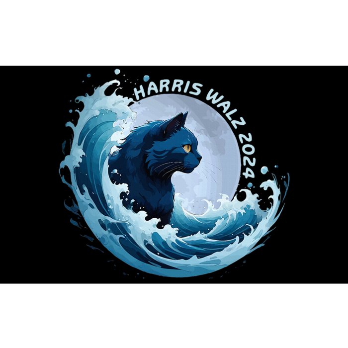 Harris Walz 2024 Blue Wave Cat Lady Vote Blue Cat Democrat Bumper Sticker