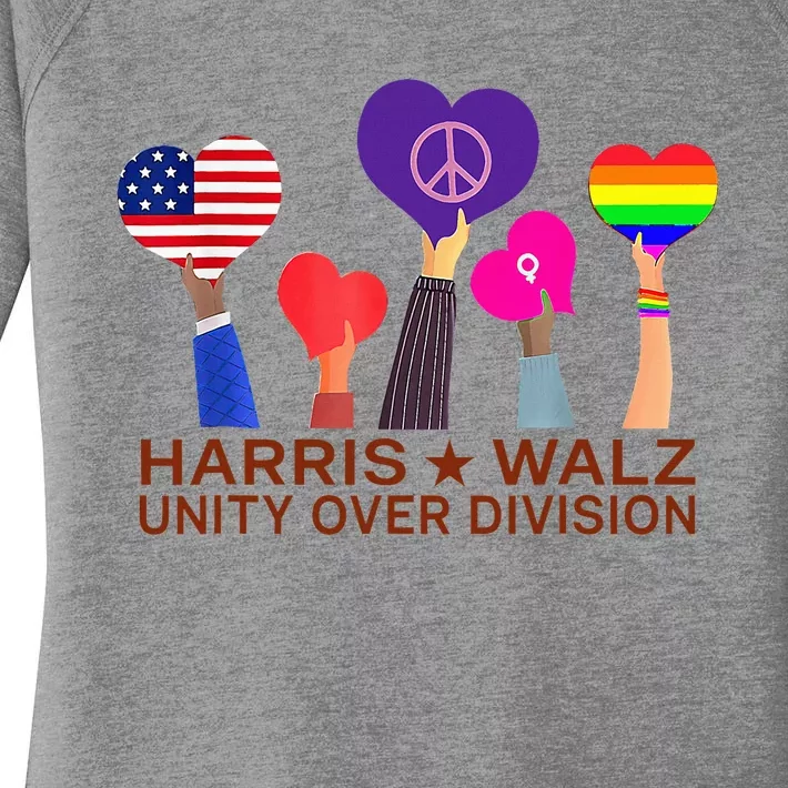 Harris Waltz 2024 Unity Over Division Women's Perfect Tri Tunic Long Sleeve Shirt