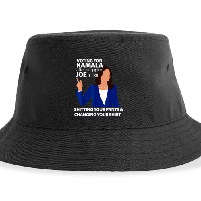 Harris Walz 2024 Voting For Kamala After Dropping Joe Is Like Shitting Gift Sustainable Bucket Hat