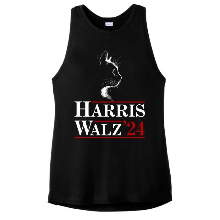 Harris Walz 2024 Cat Election Tim Kamala Ladies Tri-Blend Wicking Tank